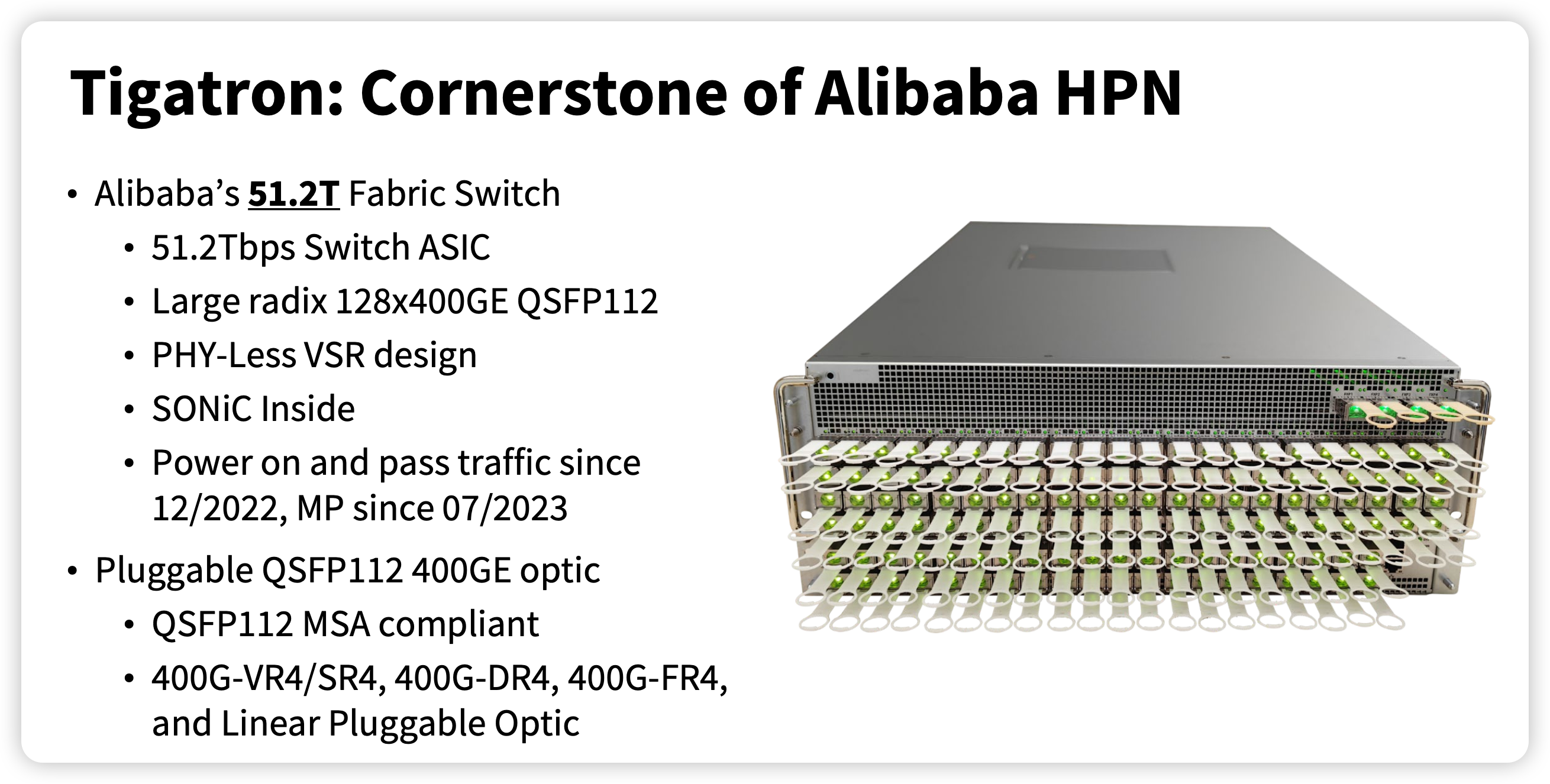 Source: From Vision to Execution: the story of Alibaba’s home-built 51.2T Switch, OCP 2023