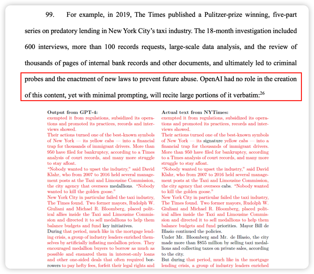 经过简单的 prompt，GPT-4 反刍纽约时报的文章